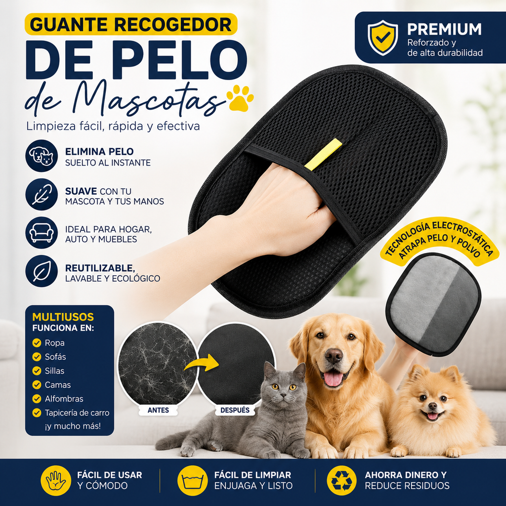 Guante Recogedor de Pelo de Mascotas