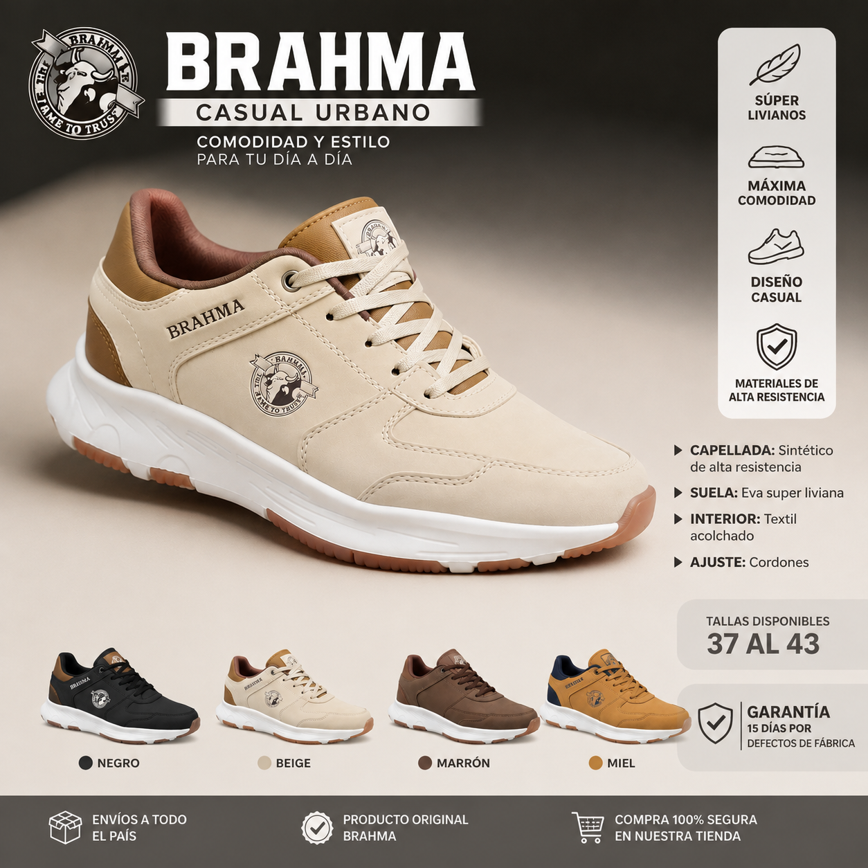 Zapato brahma Super liviano Suela eva